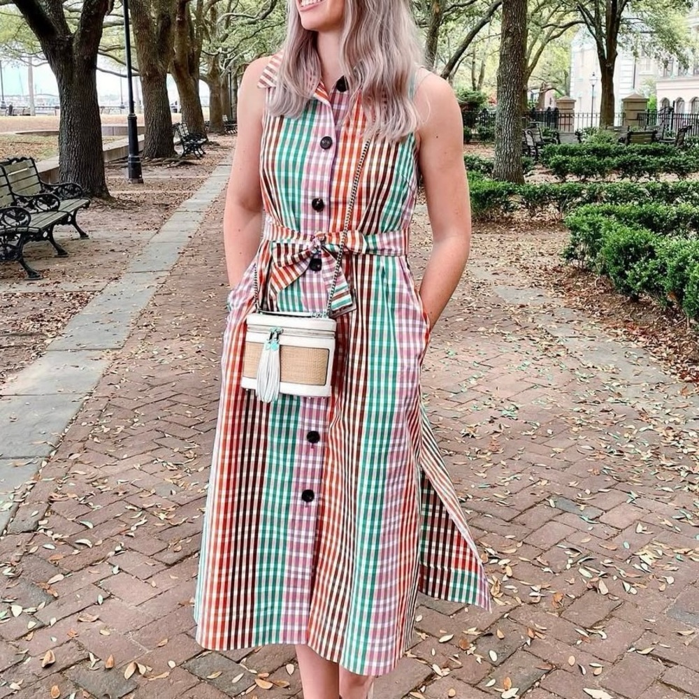 Kate Spade Rainbow Plaid Midi Shirtdress